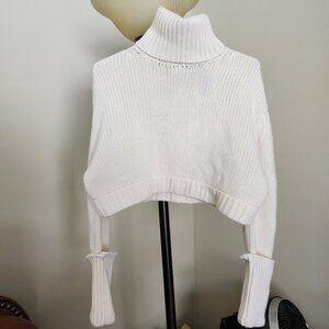 NWT KAIA x Zara 100% Cashmere Cropped Oversized Sweater size M-L
